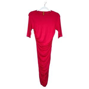 RACHEL PALLY Ruched T-Shirt Dress Red Jersey Knit Size Medium Casual